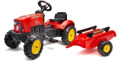 Falk Age 2 - 5, Red Super Charger Pedal Tractor with Opening Bonnet and Trailer 2030AB