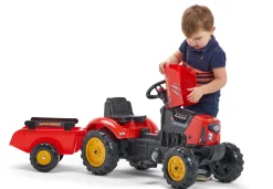 Falk Age 2 - 5, Red Super Charger Pedal Tractor with Opening Bonnet and Trailer 2030AB