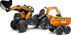 Falk Age 3+ Case Tractor with Loader, Maxi Twin Axel Trailer and Back Hoe 997W