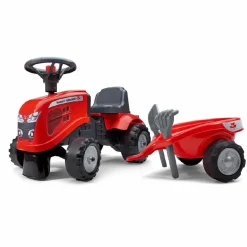 Falk Age 1+, My First Massey Ferguson Tractor and Trailer with rake and shovel 241C