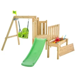 TP Forest Toddler Wooden Climbing Frame, Swing and Slide Set