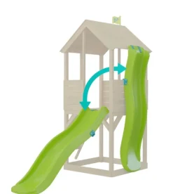 TP Treehouse Wooden Play Tower with Wavy Slide and Slide Lock